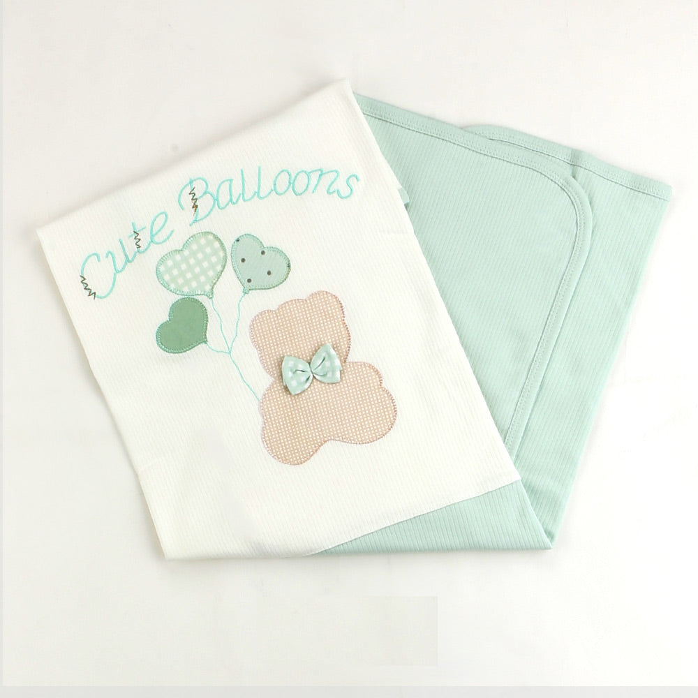 Shopymommy 001.1120 Green Cute Balloons Patterned Baby Blanket