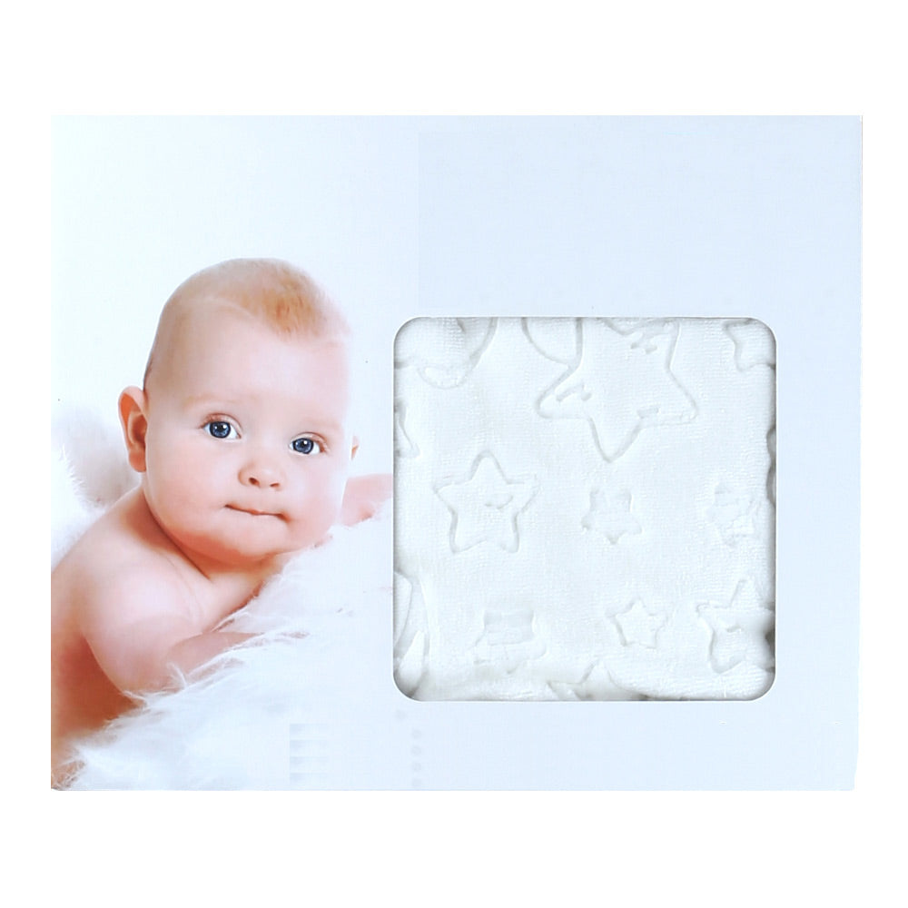 Shopymommy 001.9760 White Moon Themed Embossed Plush Baby Blanket