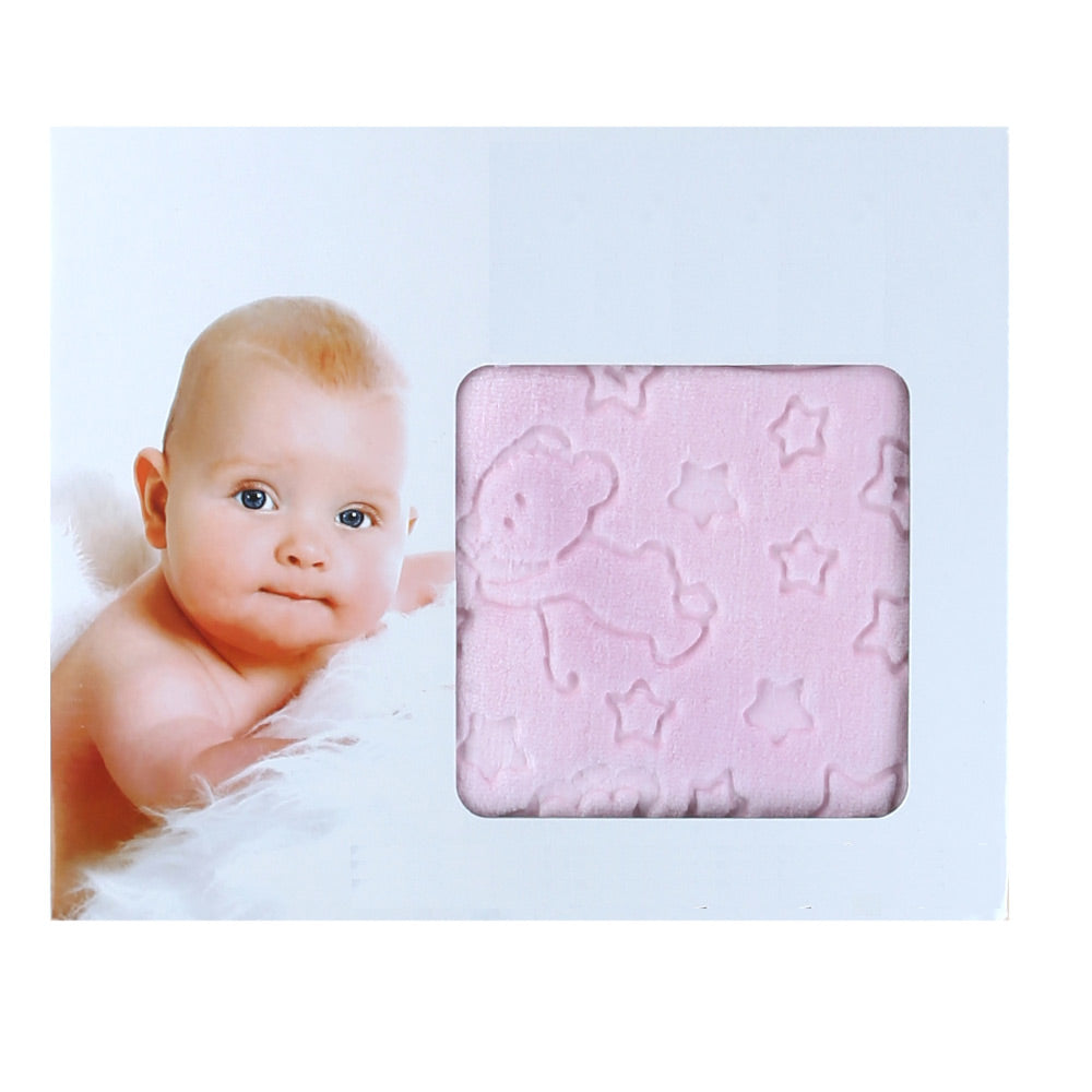 Shopymommy 001.9760 Pink Moon Themed Embossed Plush Baby Blanket