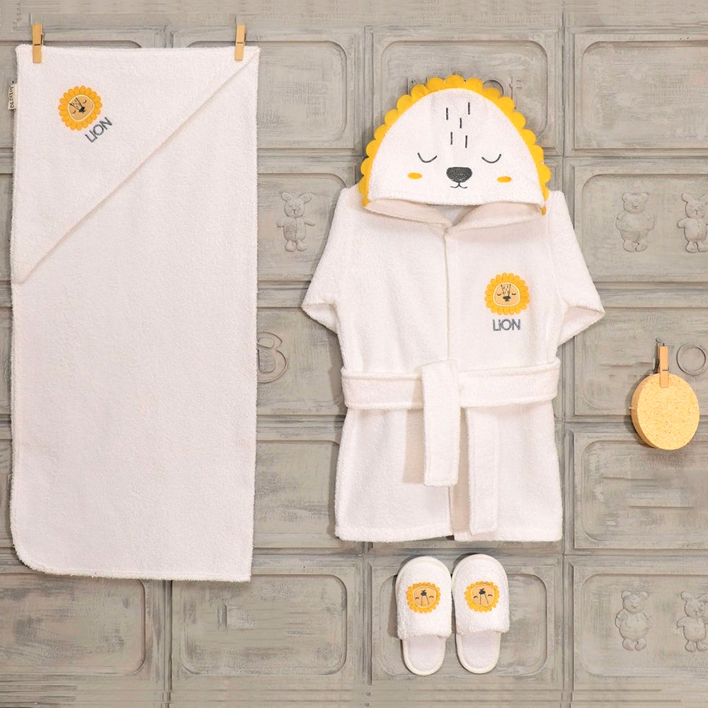 Shoppymommy 047-30024-04 Lion Inspired Baby Bathrobe Set (0-24 Months) Yellow