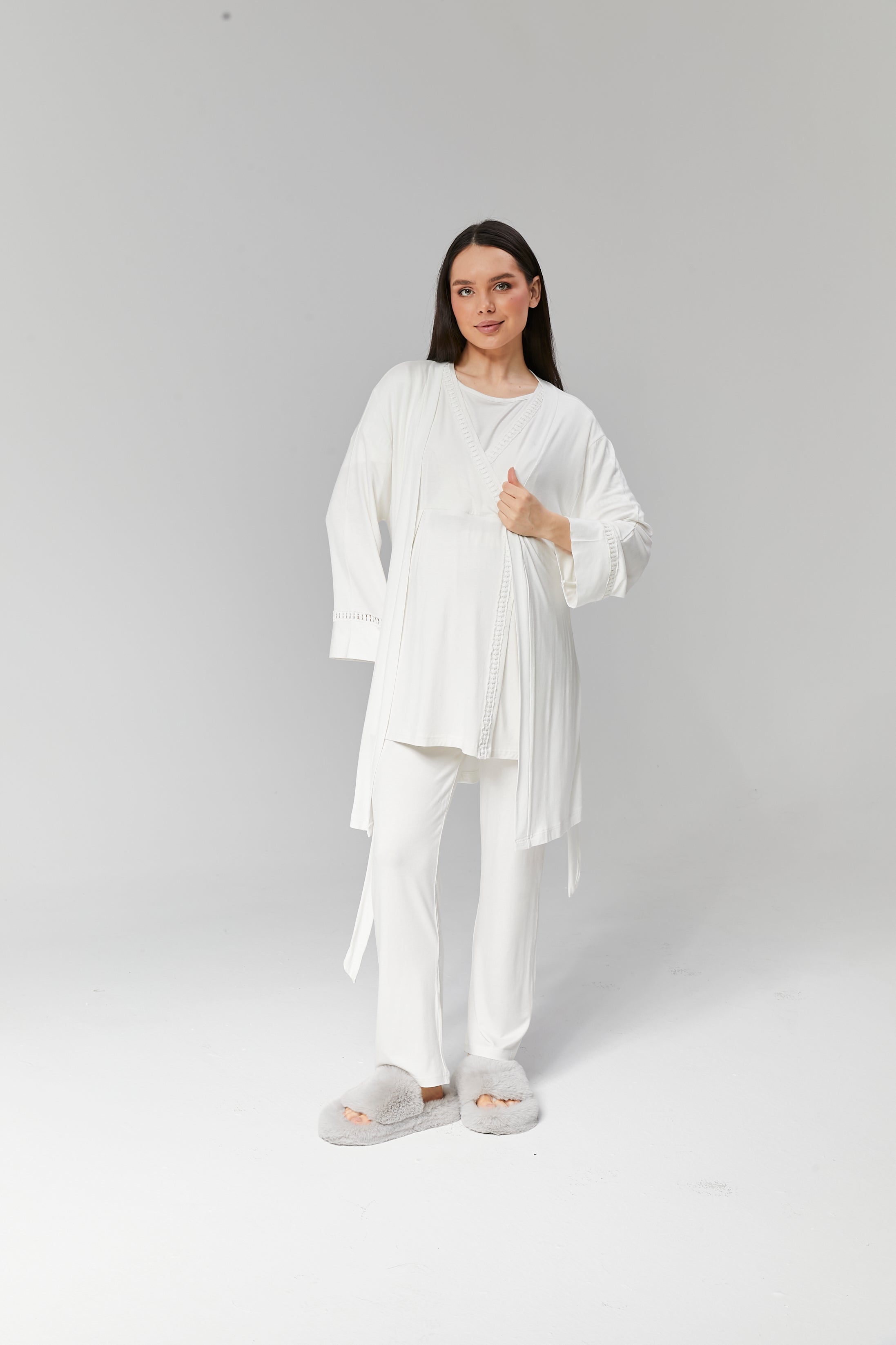 Hidden Nursing Feature Robe Set with Maternity Pajama 519