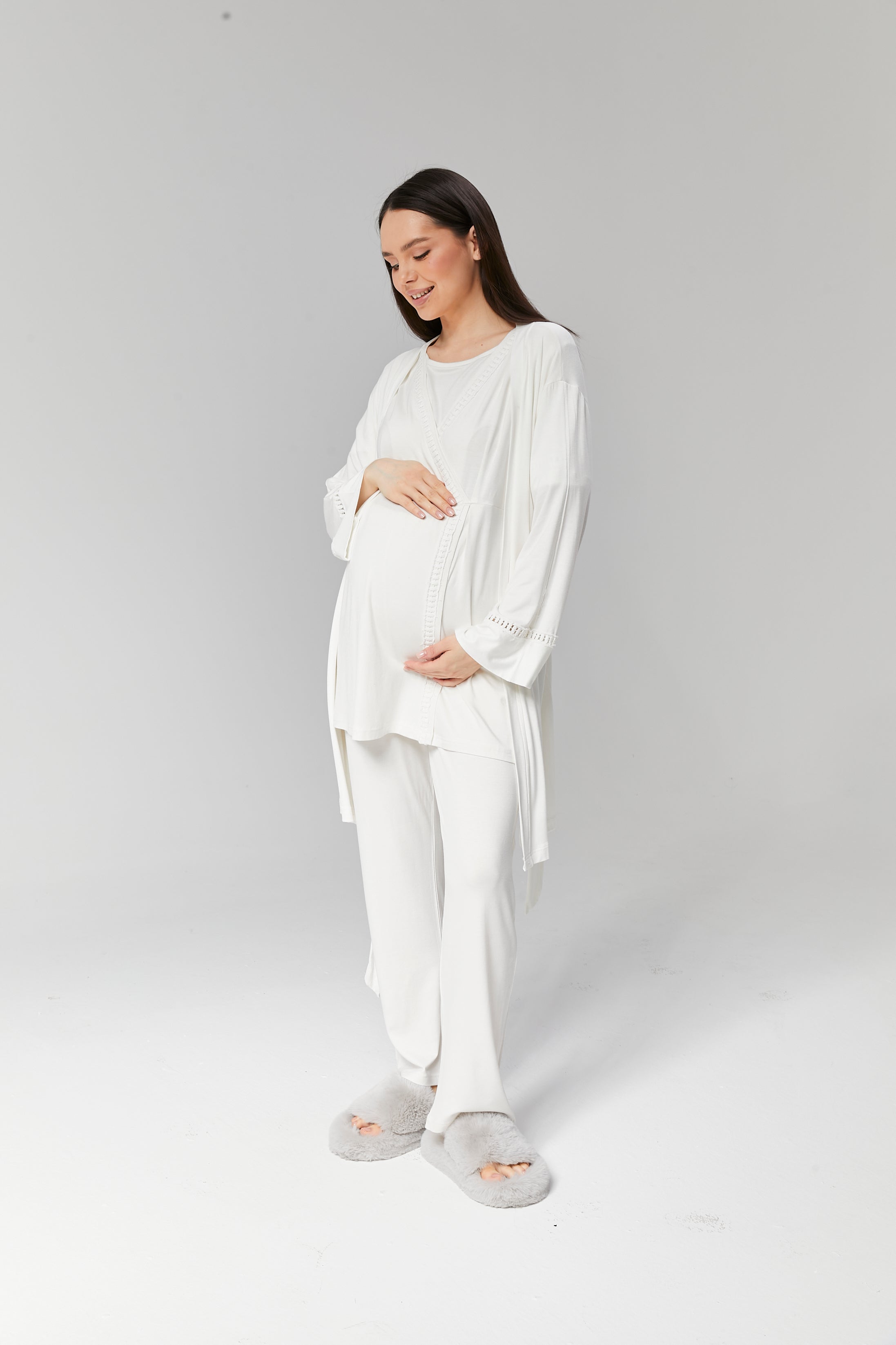 Hidden Nursing Feature Robe Set with Maternity Pajama 519