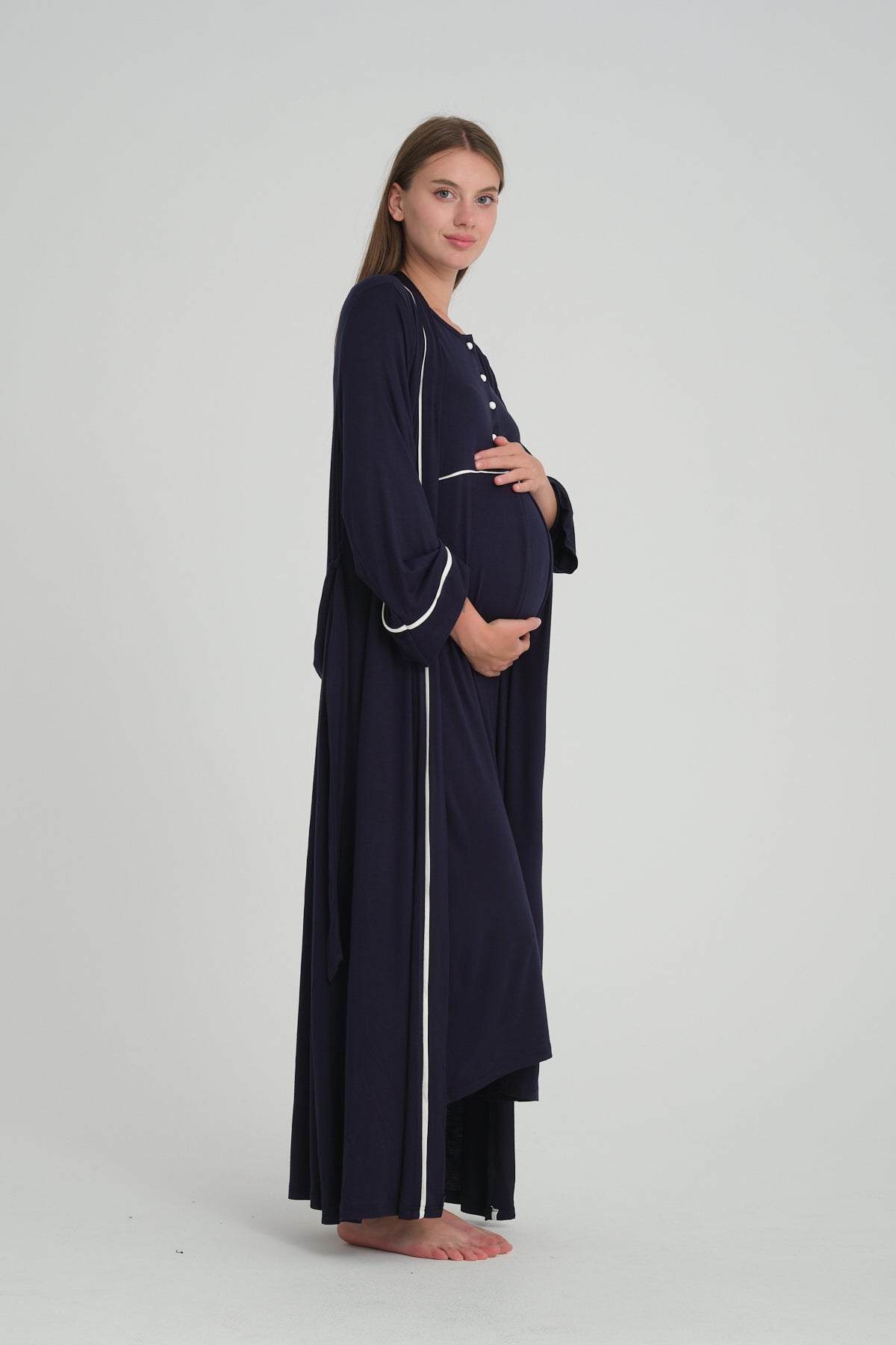 Shopymommy 535 Front-Buttoned Maternity Nightgown Set