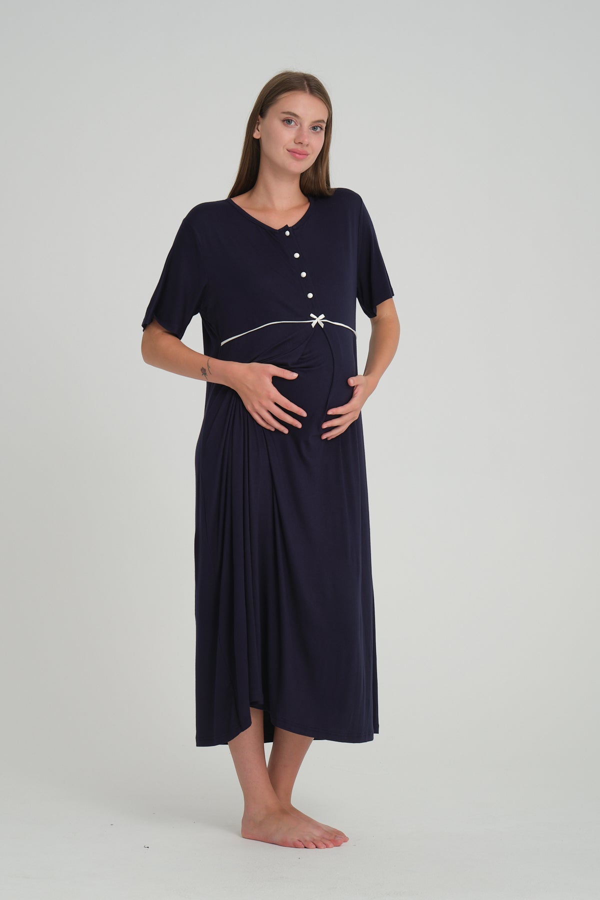 Shopymommy 535 Front-Buttoned Maternity Nightgown Set