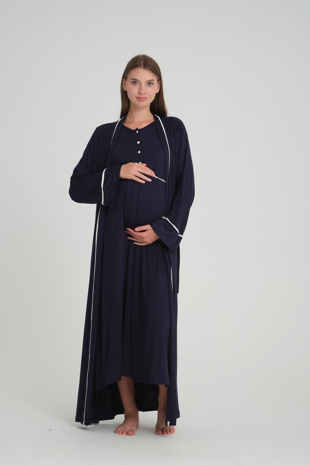 Shopymommy 535 Front-Buttoned Maternity Nightgown Set