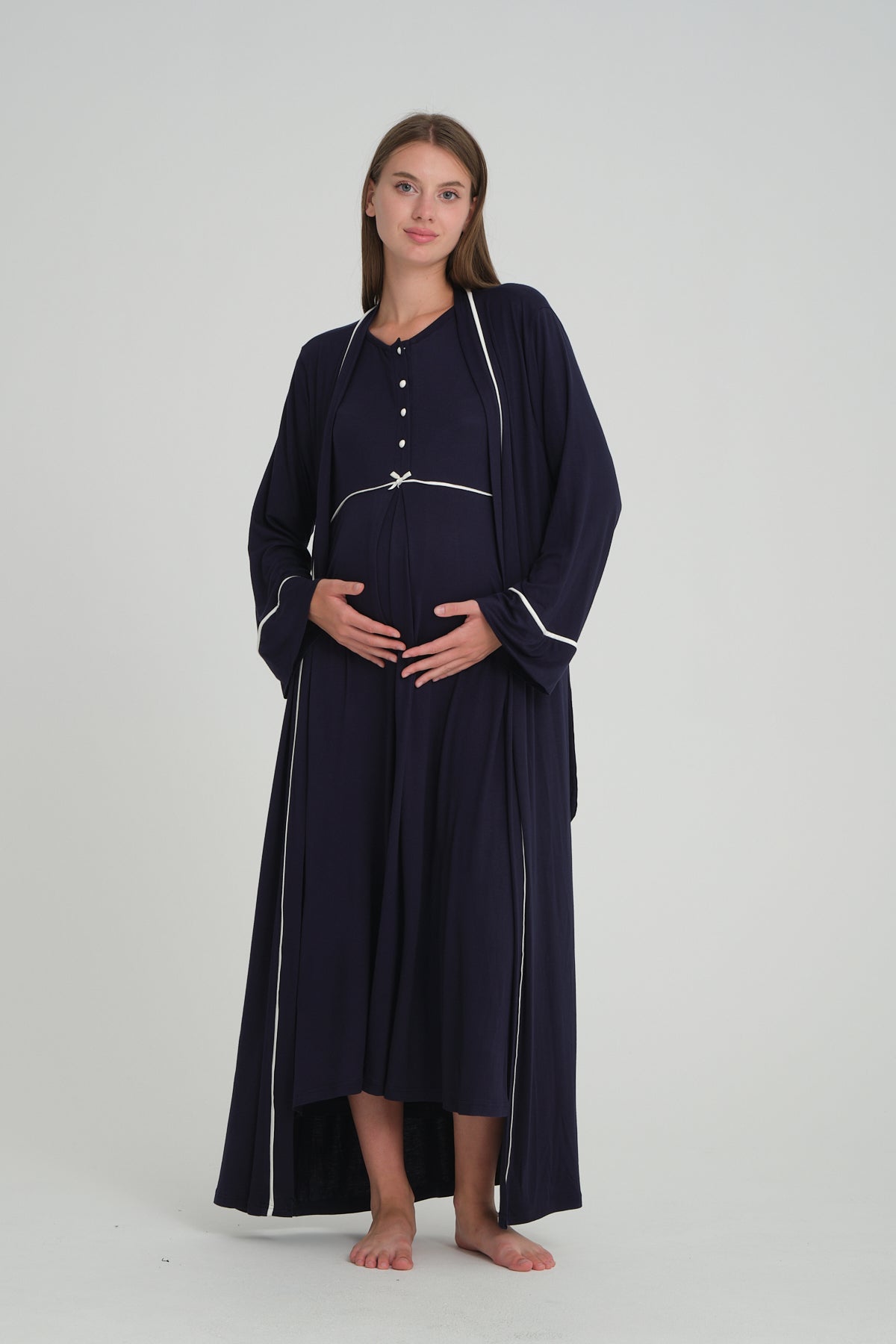 Shopymommy 535 Front-Buttoned Maternity Nightgown Set