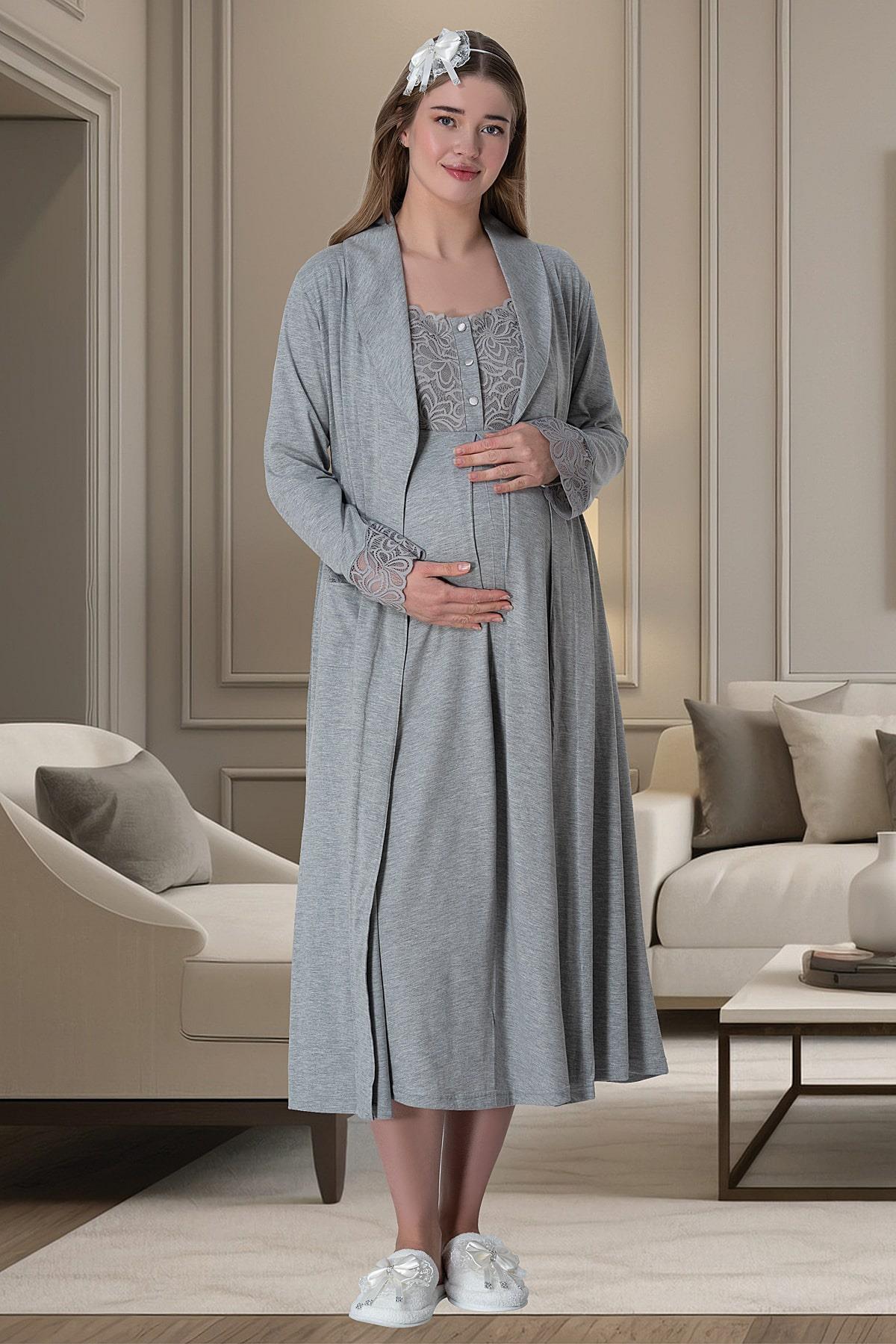 Quenai half-velvet confinement clothes winter maternity pajamas autumn and winter  postpartum thickened maternal breastfeeding home