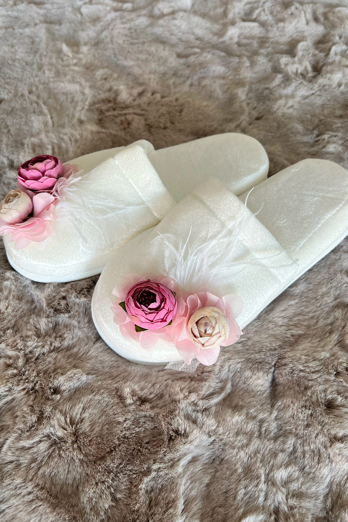 Shopymommy 75009 Rose Themed Maternity Slippers Dried Rose