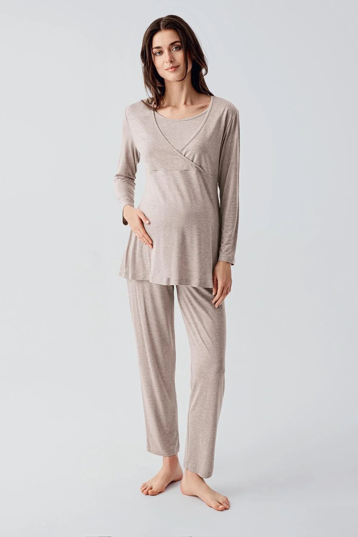 Shopymommy 22105 Long Sleeve Hidden Nursing Pajama Set