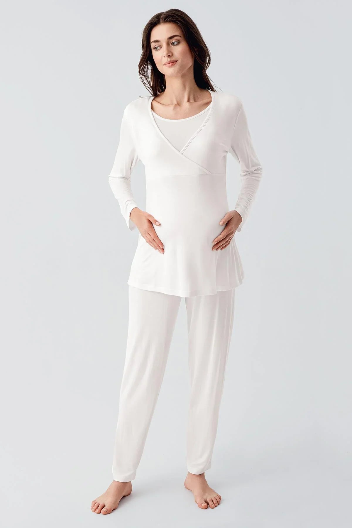 Shopymommy 22105 Long Sleeve Hidden Nursing Pajama Set