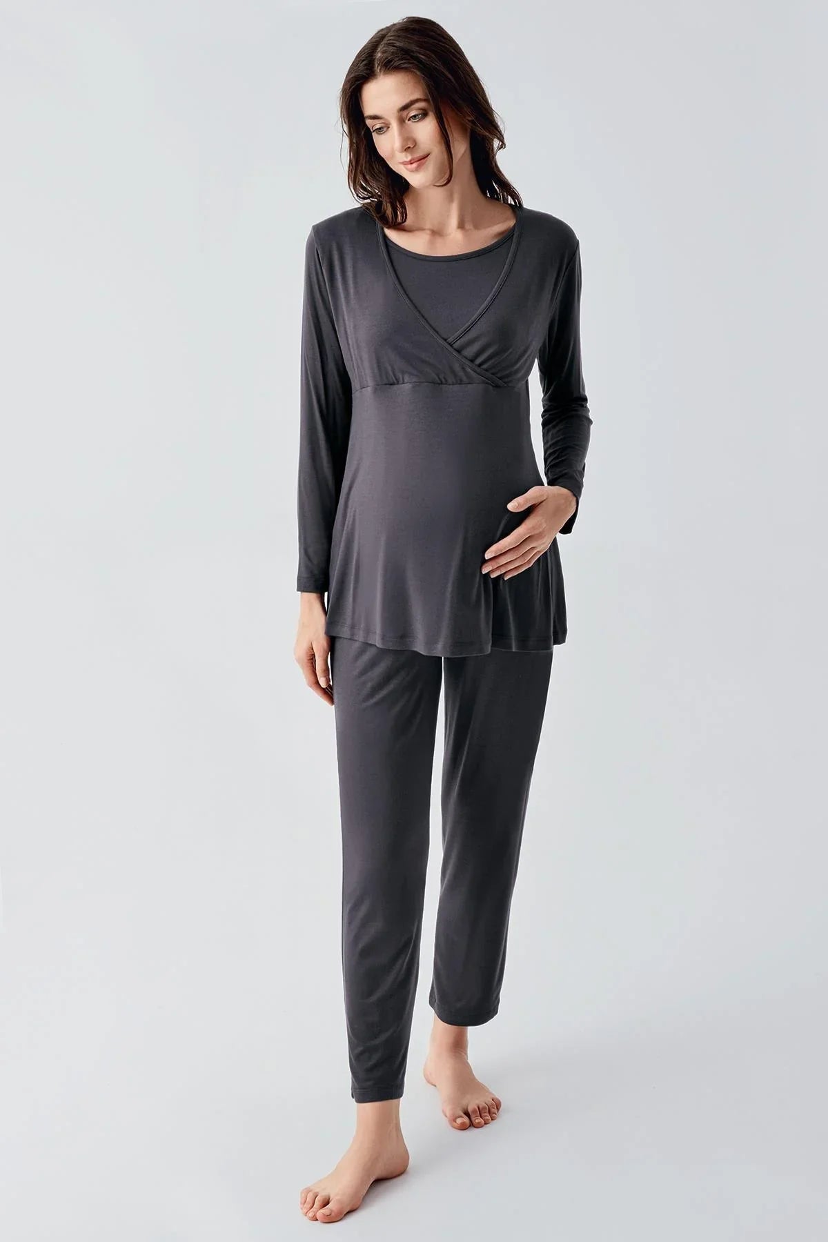 Shopymommy 22105 Long Sleeve Hidden Nursing Pajama Set