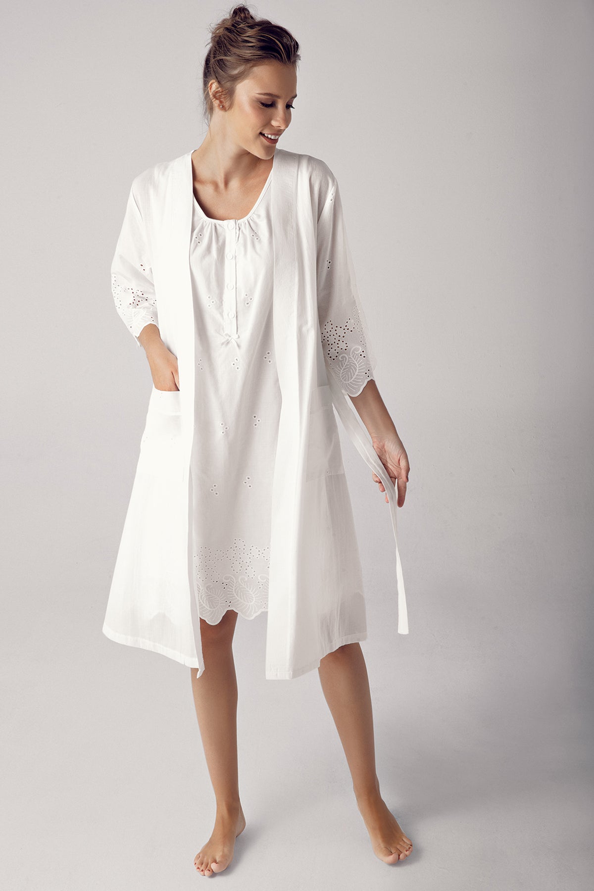 Shopymommy 48132 Maternity & Nursing Nightgown With Robe