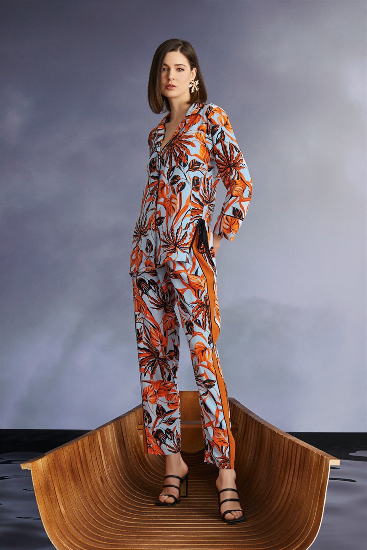 Shopymommy 22103 Flower Pattern Maternity & Nursing Pajamas