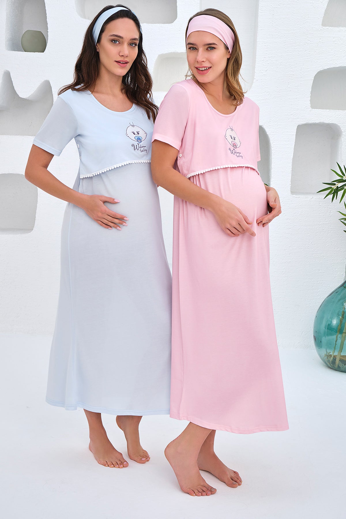 Shopymommy 4325 Bike Collar Maternity & Nursing Nightgown