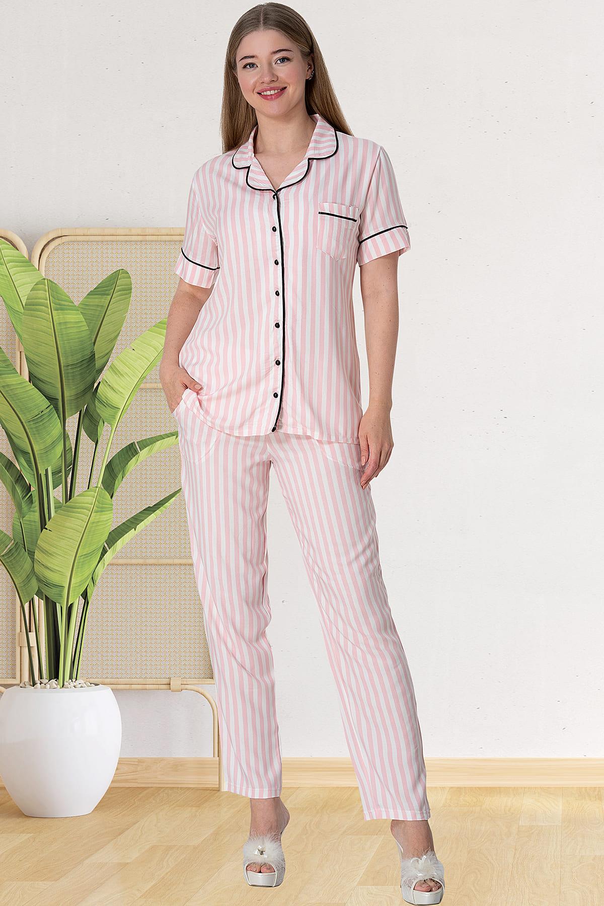 Shopymommy 5150 Stripe Maternity & Nursing Pajamas Pink