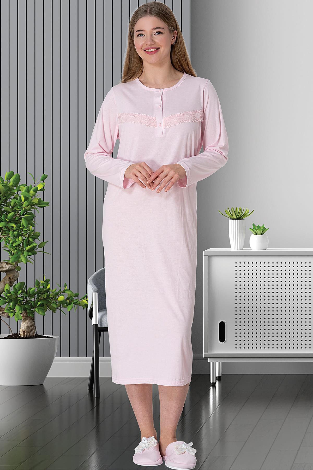 Shopymommy 5824 Guipure Plus Size Maternity & Nursing Nightgown Pink