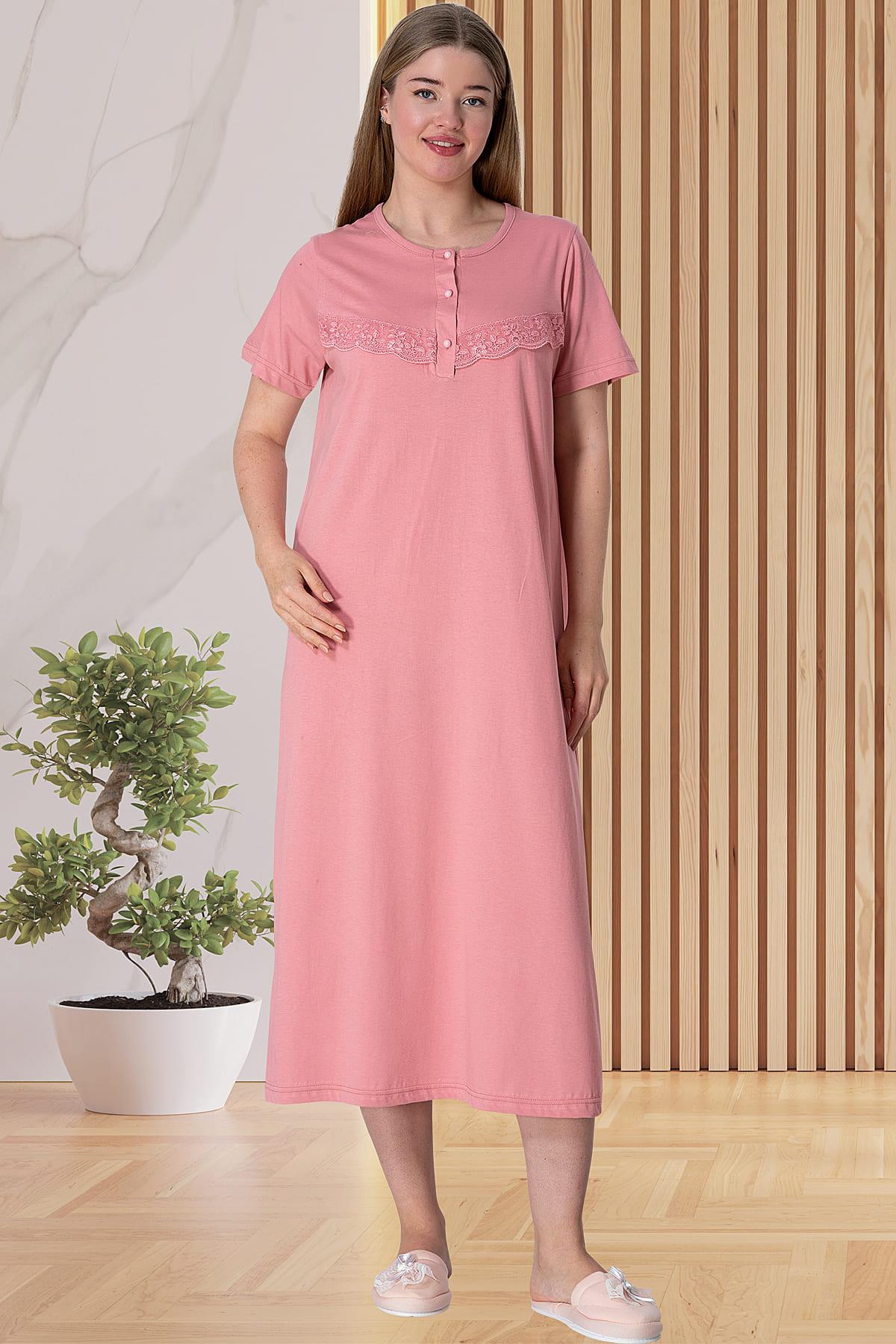 Shopymommy 5354 Lace Collar Maternity & Nursing Nightgown With Robe Ecru